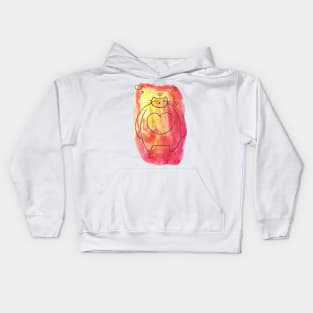 Tiny Head Big Body Watercolor Cat Kids Hoodie